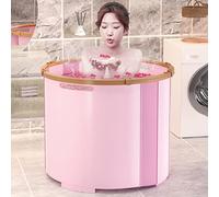 Foldable Bathtub for Adults with Drain, Collapsible Baby Bath Tub Portable Free Standing Soaking Pool, Soaking Tub in Small Space for Hot Bath for Home Outdoor (Pink, Large Size)