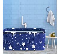 Foldable Bathtub Portable Soaking Bath Tub,Eco-Friendly Bathing Tub for Shower Stall,Thickening with Thermal Foam to Keep Temperature (XL Blue Sky)