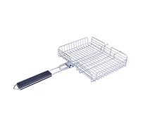 Foldable BBQ Grill Basket with Removable Handle Stainless Steel Fish Grilling Net for Camping & Outdoor Cooking 31 x 25 cm Compatible with Most Grills