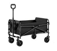 Foldable Beach Cart for Outdoor Camping Caravan Picnic & Grocery Shopping - Black Portable Utility Trolley with Large Wheels for Easy Transport