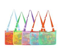 Foldable beach mesh bag Kids shell collecting holding bag Swimming Accessories bag Sand toy totes for boys、girls (all in)