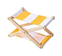 Foldable Beach Pillow for Outdoor Breaks, Yellow and white | Canvas Wood Stand with Packable Carry Profile, Camp Travel Comfort Helper