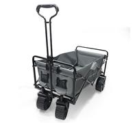 Foldable Beach Wagon Trolley with Big Wheels - 4 Wheel Shopping Trolley on Wheels for Camping, Beach & Outdoor Use, Heavy-Duty Storage & Camping Trolley