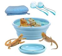 Foldable Bearded Dragon Bathtub with 2Pcs Reptile Bath Brush and 1Pcs Lizard Towel, Bearded Dragon Accessories, Bearded Dragon Swimming Pool for Bearded Dragon, Gecko, Bearded Dragon Pool