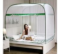 Foldable Bed Canopy, Pop Up Mosquito Net, Polyester Curtains Anti-mosquito Universal Camping Tent for Single Bed Double Bed Travel Free Installation,Green,1.5×2M
