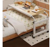 Foldable Bedside Tables with Wheels Hospital Folding Desk Height Adjustable Reading Table Portable Laptop Tray for Bedside Use (Color: Wood+)