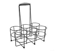 Foldable Beer For Caddy, Wrought Iron Bottle Holder, Portable Six Pack Carrier for 6 Bottles, Collapsible Metal Drink Basket Stand for Camping, Parties, and Outdoor Events(black)