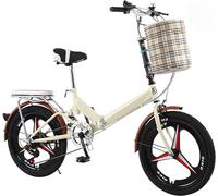 Foldable Bicycle - 7-Speed Portable Carbon Steel Bike for Adults, Perfect for City Commuting and Camping, 16/20/22 Inch Options