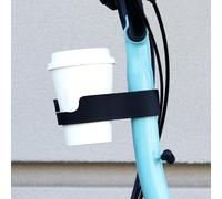 Foldable Bike Accessory Coffee Cup Holder No Drill Attachment Water Bottle Mount with Rubber Padding for Scratch Protection (Black)