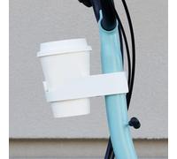 Foldable Bike Coffee Cup Holder with No Drill Water Bottle Mount for Cycling Accessories Nylon Material and Secure Rubber Grip Design (White)