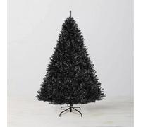 Foldable Black Artificial Christmas Tree 6Ft 800 Tips Xmas Tree With Metal Stand