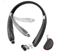 Foldable Bluetooth Headset, Beartwo Lightweight Retractable Bluetooth Headphones for Sports&Exercise, Noise Cancelling Stereo Neckband Wireless Headset (with carry case)