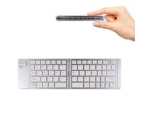 Foldable Bluetooth Keyboard Portable Ultra Slim Multi Device Mini Wireless Keyboard 66 Keys Pocket Size Rechargeable Keyboard Tri-Mode Cordless Keyboard for Laptop Tablet PC Windows iOS Android Silver