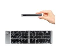 Foldable Bluetooth Keyboard Portable Ultra Slim Multi Device Mini Wireless Keyboard 66 Keys Pocket Size Rechargeable Keyboard Tri-Mode Cordless Keyboard for Laptop Tablet PC Windows iOS Android Gray