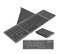 Foldable Bluetooth Keyboard Portable Wireless Keyboard with PU Leather Cover Touchpad, Pocket-Sized Travel Keyboards for iPad Tablet Laptop iOS Android Smartphone PC Windows