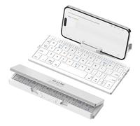 Foldable Bluetooth Keyboard With Magnetic Stand for iPhone, iPad, Tablet - Aluminum Alloy Quiet Mini Portable Travel Pocket Keyboard, White