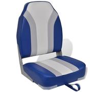 Foldable Boat Chair High Backrest Marine Fishing Yacht Seat Blue White vidaXL