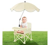 Foldable Booster Seat - Aluminum Alloy ABS 34x34x43cm | Dining Chair with Detachable Sunshade and Adjustable Tray | Portable Feeding Seat for Travel Camping Indoor Outdoor Daily Use