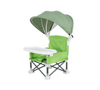 Foldable Booster Seat - Removable Tray Booster Toddlers Chair with Detachable Sunshade Travel Portable with Removable Tray for Indoor Outdoor Sit Folding Booster Feeding/Camping (Green with Sunshade)