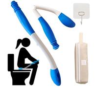 Foldable Bottom Buddy Wiping Aid with Storage Bag & Hook, 15.7" Long Reach Butt Wiper Toilet Aids for Wiping Bottom, Toilet Assistance for Elderly, Disabled, Overweight, Wiping Aids for Toileting