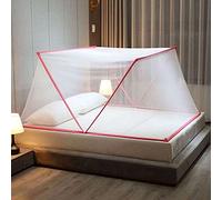 Foldable Bottomless Mosquito Net Double Bed Canopy, Portable Anti-Mosquito Folding Hanging Bed Tent for Single to King Size Baby Beds-Pink_L190xW135xH80cm