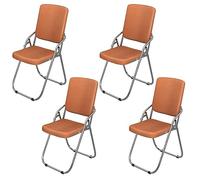 Foldable Brown Leather Dining Chairs Padded Lightweight & Stackable Set of 4 Perfect for Kitchen Indoor Outdoor Use Conference Room Seating Solutions