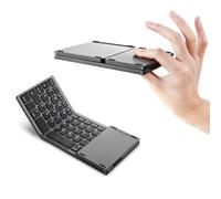 Foldable BT Keyboard Portable Wireless Keyboard with Built-in Rechargeable Battery Touchpad 3-Layer Folding Design Quick Switch Compatible with Windows Android iOS