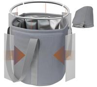 Foldable Bucket 36L Waterproof Oxford Cloth Collapsible Bucket with Plastic Supports on the Rim and Sides - Grey