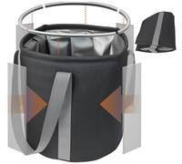 Foldable Bucket 36L Waterproof Oxford Cloth Collapsible Bucket with Plastic Supports on the Rim and Sides - Black
