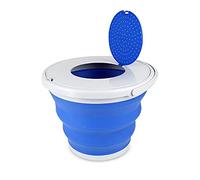 Foldable Bucket Portable, Blue Collapsible Bucket Camping, with Cover, Foldable Design, Sturdy and Durable, Easy to Carry and Store, Suitable for Bathroom, Outdoor Camping, Fishing (10L, Blue)