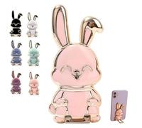 Foldable Bunny Phone Bracket,Cute & Adjustable Stand with Pull Rod Design, Foldable Desk Phone Stand for Mother's Day, Easter Hondony (Pink)