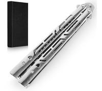 Foldable Butterfly Knife Trainer - for Training & Display Only (Silver)