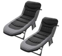 Foldable Camping Bed 190x60cm Sun Lounger 300lbs Capacity 6-Position Adjustable Beach Chair with Carry Bag for Garden & Balcony Relaxation