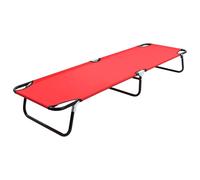 Foldable Camping Bed Sun Lounger Garden Beach Chair Green Steel Cot