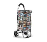 Foldable Camping Cart with Wheels Portable 36L Shopping Trolley Oxford Fabric Easy Storage Lightweight 2-Wheel Utility Cart for Outdoor and Grocery Use