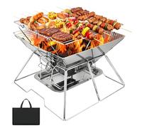 Foldable Camping Fire Pit, Portable Stainless Steel BBQ Grill