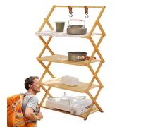 Foldable Camping - Portable Camping Table Storage Rack, Multi-Level Foldable Organiser, Wear-resistant Travel Surface, Compact Preparation Stand for Outdoor Furniture | For Picknic