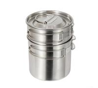 Foldable Camping Pot Set with Two Pieces Constructed from 304 Stainless Steel for Easy Carrying and Outdoor Cooking