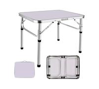 Foldable Camping Table 60x45x26/56 cm - Adjustable Height, Aluminum Frame with MDF Top, Portable Picnic Desk with Handle