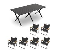 Foldable Camping Table with 6 Chairs SetDurable Outdoor Table for Camping Garden Picnics and CateringBlack 120CM Size Perfect for Family Gatherings and Events.