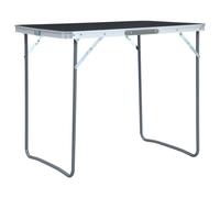 Foldable Camping Table with Metal Frame 80x60cm Portable Brown/Grey vidaXL