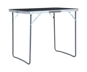 Foldable Camping Table with Metal Frame 80x60cm Portable Brown/Grey vidaXL