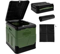 Foldable Camping Toilet, Portable Travel Toilet for Adult Large Lightweight Collapsible Compost Mobile Toilet with Toilet Bags Waterproof Outdoor Potty for Car Camping Caravan Hiking (Army Green)