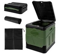 Foldable Camping Toilet, Portable Travel Toilet for Adult, Waterproof Collapsible Car Toilet with Lid & Toilet Bags, Lightweight Outdoor Potty Multifunctional Mobile Toilet for Fishing Hiking Camping