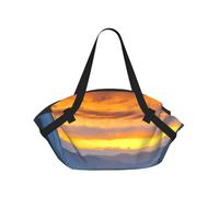 Foldable Camping Tote Bag for Women & Men, Blue Ridge Parkway Mountains, Waterproof Beach Bag, Convertible Picnic Blanket Tote, 94cm Round Mat, Large Heavy Duty Outdoor Shoulder Bag for Park Travel