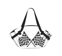 Foldable Camping Tote Bag for Women & Men, Checkered Flags Race Flag, Waterproof Beach Bag, Convertible Picnic Blanket Tote, 94cm Round Mat, Large Heavy Duty Outdoor Shoulder Bag for Park Travel