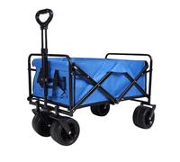 Foldable Camping Trolley with 100L Capacity All Terrain Beach Cart on Wheels Sturdy Design Large Wheels 2 Pockets for Garden Picnic & Outdoor Use
