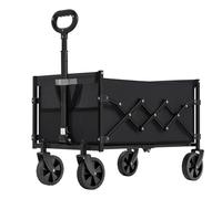 Foldable Camping Trolley with Wheels, Ink Black / 90 L