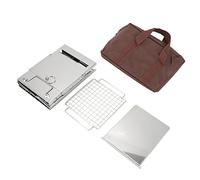 Foldable Camping Wood Stove, Stainless Steel Mini BBQ Grill with Integrated Wood Burning Design, Portable Outdoor Stove for Picnic Hiking and Wilderness Cooking