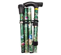 Foldable Cane Adjustable 5-Section Hand Walking Stick Camping Pole Green 84-93 cm